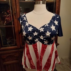 COPY - Flag Blouse, Plus Size 3X, Sweetheart Neckline, Empire Waist